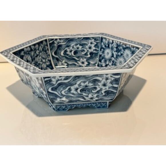Japanese Chinoiserie Bowl Blue & White Porcelain Matcha Tea Ceremonial Fukagawa - Picture 9 of 12
